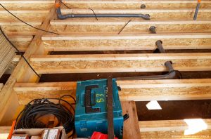extension surélévation en bois avec plancher en poutres en I