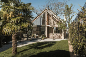 Extension maison avec toiture en poutre en I